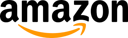 Amazon logotyp svart med orange pil vit bakgrund